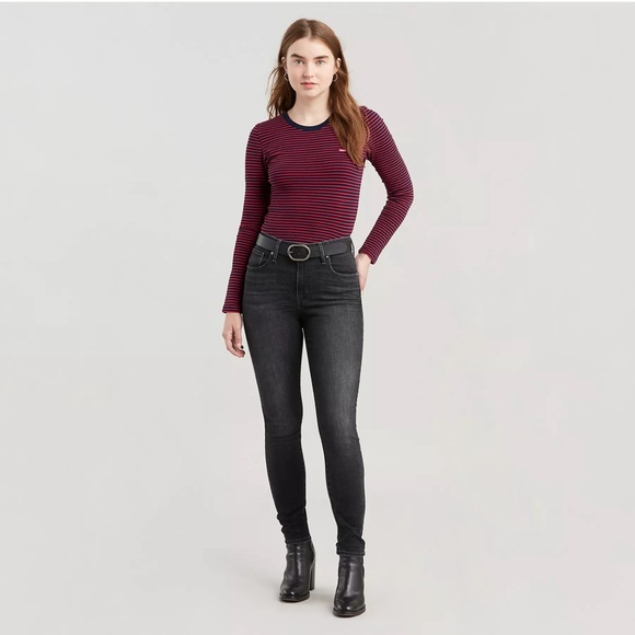 Levi's 721 Skinny Jeans High Rise Pre-owned Dark Grey Wash 28x34 - Picture 1 of 9